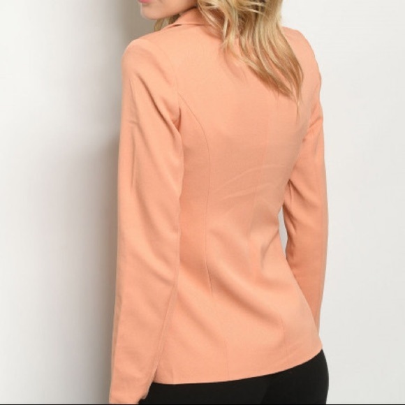 BLVD PEACH OPEN FRONT BLACK COLLAR BLAZER - Picture 9 of 15